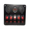 5 Gang Rocker Toggle Switch Panel Aluminum Waterproof Led Car Truck Marine Boat RV Camper Digital Voltmeter Display Dual USB Volt Socket 12V 24V view 1
