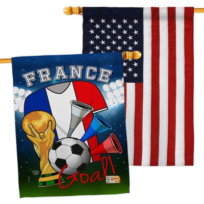 FIFA World Cup French Flags American Flag Banner Pack Wall Art Patio Porch Lawn Garden Outdoor Decorations Tapestry Yard Signs Sports Fan Team Qatar Trophy Soccer Game Football Gifts Made in USA