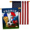 FIFA World Cup French Flags American Flag Banner Pack Wall Art Patio Porch Lawn Garden Outdoor Decorations Tapestry Yard Signs Sports Fan Team Qatar Trophy Soccer Game Football Gifts Made in USA view 1