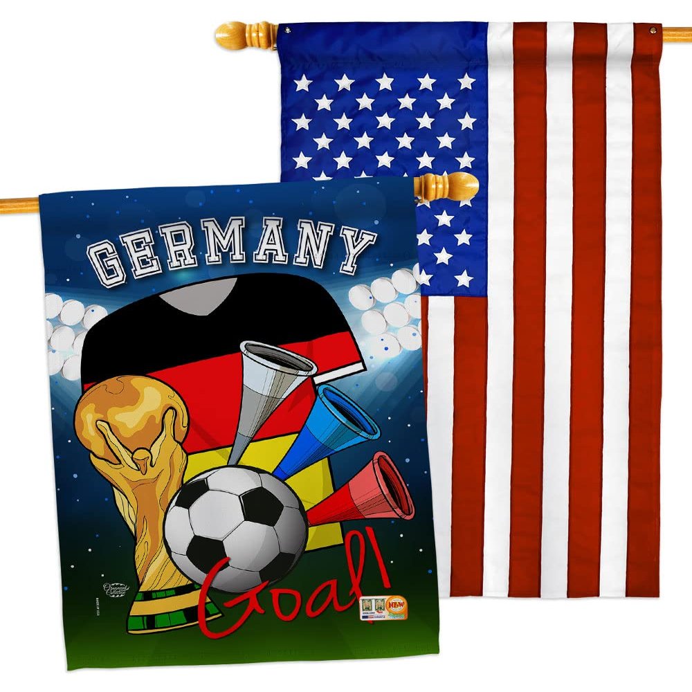 FIFA World Cup German Flags American Flag Banner Pack Patio Porch Lawn Garden Room Decorations Outdoor Tapestry Yard Signs Art Sports Fan Team Qatar Trophy Soccer Game Football Gifts Made in USA
