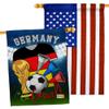 FIFA World Cup German Flags American Flag Banner Pack Patio Porch Lawn Garden Room Decorations Outdoor Tapestry Yard Signs Art Sports Fan Team Qatar Trophy Soccer Game Football Gifts Made in USA view 1