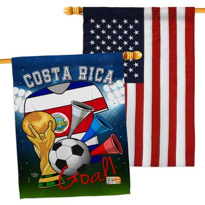 FIFA World Cup Costa Rican Flags American Flag Banner Pack Wall Art Patio Porch Lawn Garden Outdoor Decorations Tapestry Yard Signs Sports Fan Team Qatar Trophy Soccer Game Football Gifts Made in USA