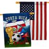 FIFA World Cup Costa Rican Flags American Flag Banner Pack Wall Art Patio Porch Lawn Garden Outdoor Decorations Tapestry Yard Signs Sports Fan Team Qatar Trophy Soccer Game Football Gifts Made in USA view 1