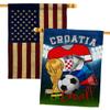 FIFA World Cup Croatian Flags American Flag Banner Pack Patio Lawn Garden Patriotic Outdoor Decorations Indoor Tapestry Yard Signs Sports Fan Team Qatar Trophy Soccer Game Football Gifts Made In USA view 1
