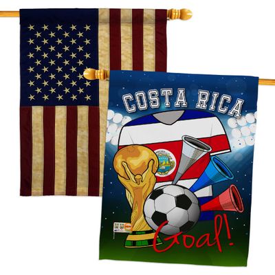 FIFA World Cup Costa Rican Flags American Banner Pack Patio Lawn Garden Patriotic Outdoor Decorations Indoor Tapestry Yard Signs Sports Fan Team Qatar Trophy Soccer Game Football Gifts Made In USA