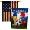 FIFA World Cup French Flags American Flag Banner Pack Patio Lawn Garden Patriotic Outdoor Decorations Indoor Tapestry Yard Signs Sports Fan Team Qatar Trophy Soccer Game Football Gifts Made In USA view 1