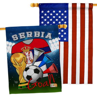 FIFA World Cup Serbian Flags American Flag Banner Pack Patio Porch Lawn Garden Room Decorations Outdoor Tapestry Yard Signs Art Sports Fan Team Qatar Trophy Soccer Game Football Gifts Made in USA