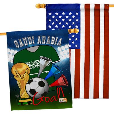 FIFA World Cup Saudi Flags American Flag Banner Pack Patio Porch Lawn Garden Room Decorations Outdoor Tapestry Yard Signs Art Sports Fan Team Qatar Trophy Soccer Game Football Gifts Made in USA