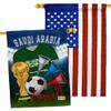 FIFA World Cup Saudi Flags American Flag Banner Pack Patio Porch Lawn Garden Room Decorations Outdoor Tapestry Yard Signs Art Sports Fan Team Qatar Trophy Soccer Game Football Gifts Made in USA view 1