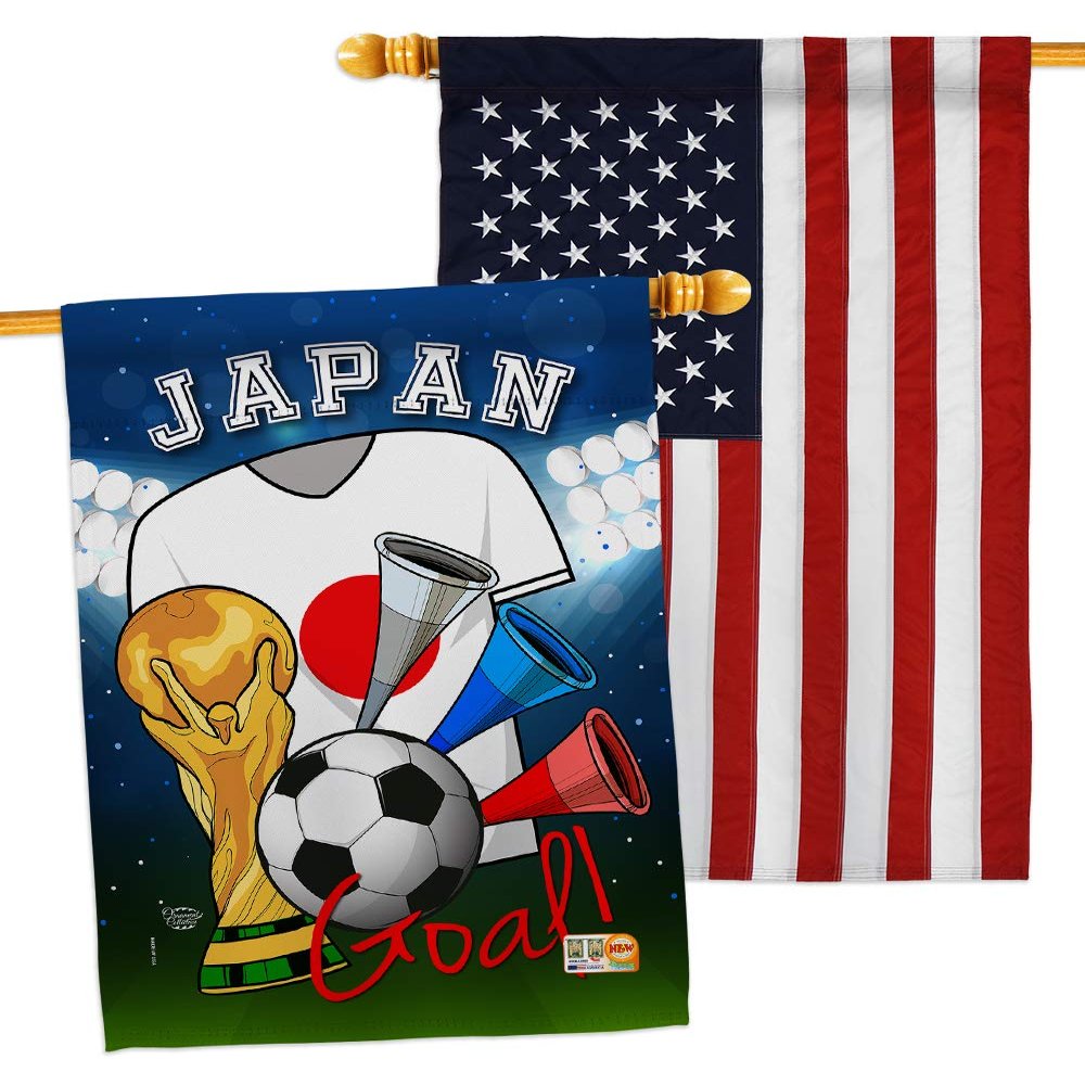 FIFA World Cup Japanese Flags American Flag Banner Pack Wall Art Patio Porch Lawn Garden Outdoor Decorations Tapestry Yard Signs Sports Fan Team Qatar Trophy Soccer Game Football Gifts Made in USA