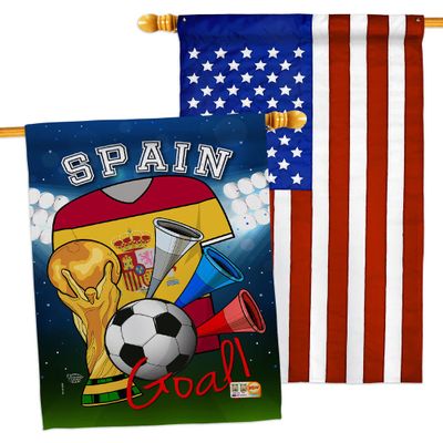 FIFA World Cup Spanish Flags American Flag Banner Pack Patio Porch Lawn Garden Room Decorations Outdoor Tapestry Yard Signs Art Sports Fan Team Qatar Trophy Soccer Game Football Gifts Made in USA