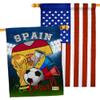 FIFA World Cup Spanish Flags American Flag Banner Pack Patio Porch Lawn Garden Room Decorations Outdoor Tapestry Yard Signs Art Sports Fan Team Qatar Trophy Soccer Game Football Gifts Made in USA view 1