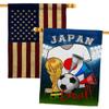 FIFA World Cup Japanese Flags American Flag Banner Pack Patio Lawn Garden Patriotic Outdoor Decorations Indoor Tapestry Yard Signs Sports Fan Team Qatar Trophy Soccer Game Football Gifts Made In USA view 1