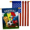FIFA World Cup Senegalese Flags American Flag Banner Pack Patio Porch Lawn Garden Room Decorations Outdoor Tapestry Yard Signs Art Sports Fan Team Qatar Trophy Soccer Game Football Gifts Made in USA view 1
