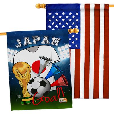 FIFA World Cup Japanese Flags American Flag Banner Pack Patio Porch Lawn Garden Room Decorations Outdoor Tapestry Yard Signs Art Sports Fan Team Qatar Trophy Soccer Game Football Gifts Made in USA