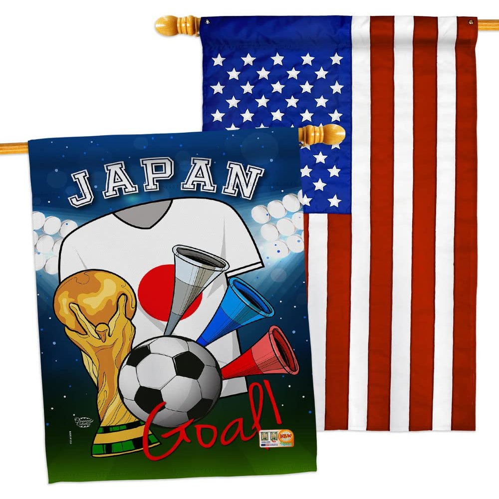 FIFA World Cup Japanese Flags American Flag Banner Pack Patio Porch Lawn Garden Room Decorations Outdoor Tapestry Yard Signs Art Sports Fan Team Qatar Trophy Soccer Game Football Gifts Made in USA