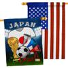 FIFA World Cup Japanese Flags American Flag Banner Pack Patio Porch Lawn Garden Room Decorations Outdoor Tapestry Yard Signs Art Sports Fan Team Qatar Trophy Soccer Game Football Gifts Made in USA view 1
