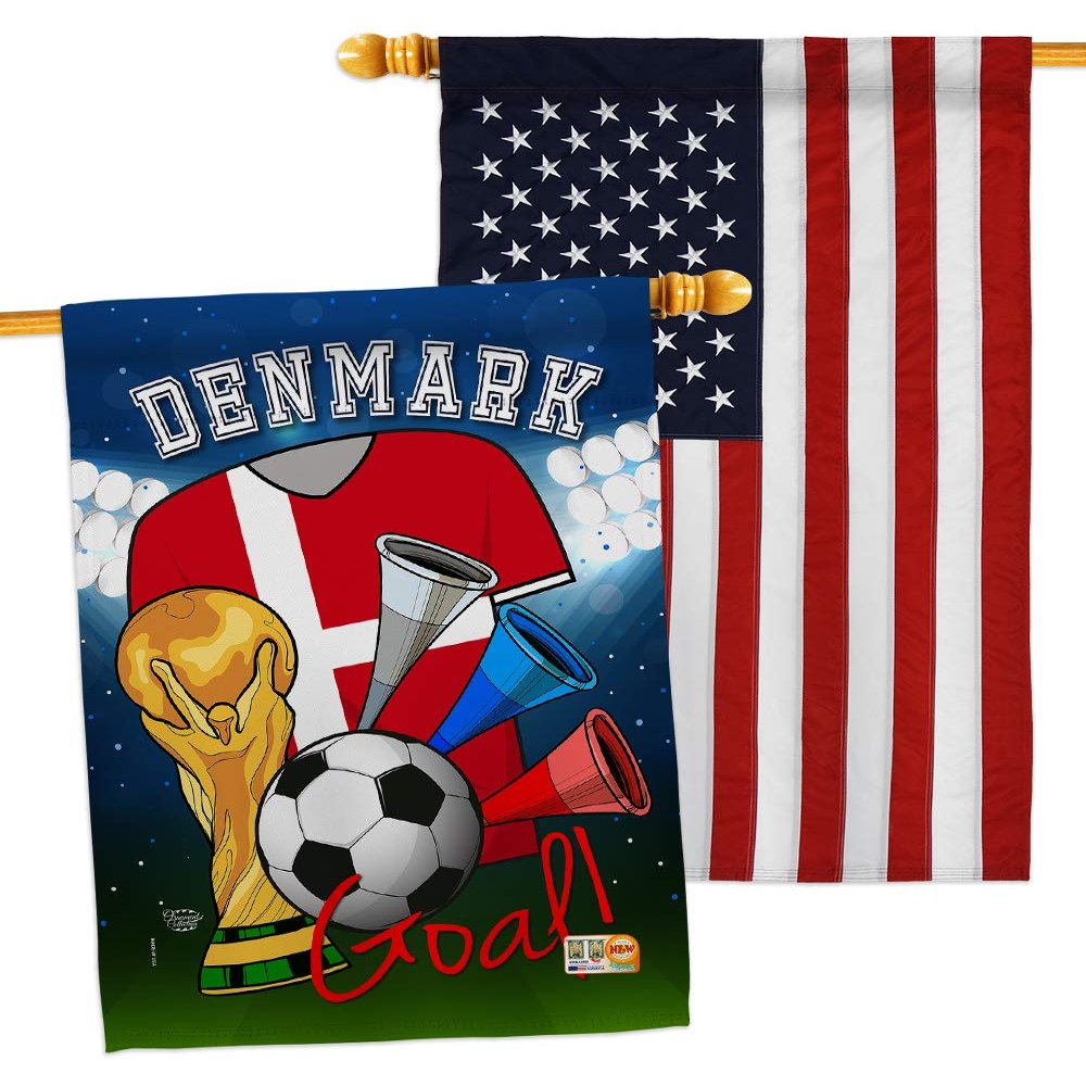 FIFA World Cup Danish Flags American Flag Banner Pack Wall Art Patio Porch Lawn Garden Outdoor Decorations Tapestry Yard Signs Sports Fan Team Qatar Trophy Soccer Game Football Gifts Made in USA