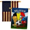 FIFA World Cup Belgian Flags American Flag Banner Pack Patio Lawn Garden Patriotic Outdoor Decorations Indoor Tapestry Yard Signs Sports Fan Team Qatar Trophy Soccer Game Football Gifts Made In USA view 1