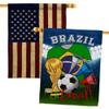 FIFA World Cup Brazilian Flags American Flag Banner Pack Patio Lawn Garden Patriotic Outdoor Decorations Indoor Tapestry Yard Signs Sports Fan Team Qatar Trophy Soccer Game Football Gifts Made In USA view 1