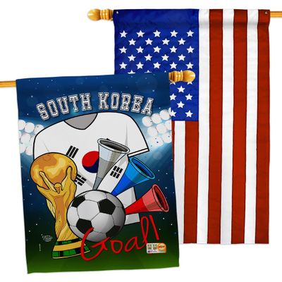 FIFA World Cup Korean Flags American Flag Banner Pack Patio Porch Lawn Garden Room Decorations Outdoor Tapestry Yard Signs Art Sports Fan Team Qatar Trophy Soccer Game Football Gifts Made in USA