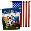 FIFA World Cup Korean Flags American Flag Banner Pack Patio Porch Lawn Garden Room Decorations Outdoor Tapestry Yard Signs Art Sports Fan Team Qatar Trophy Soccer Game Football Gifts Made in USA view 1
