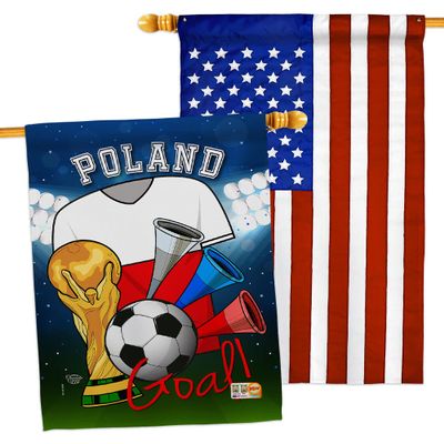 FIFA World Cup Polish Flags American Flag Banner Pack Patio Porch Lawn Garden Room Decorations Outdoor Tapestry Yard Signs Art Sports Fan Team Qatar Trophy Soccer Game Football Gifts Made in USA