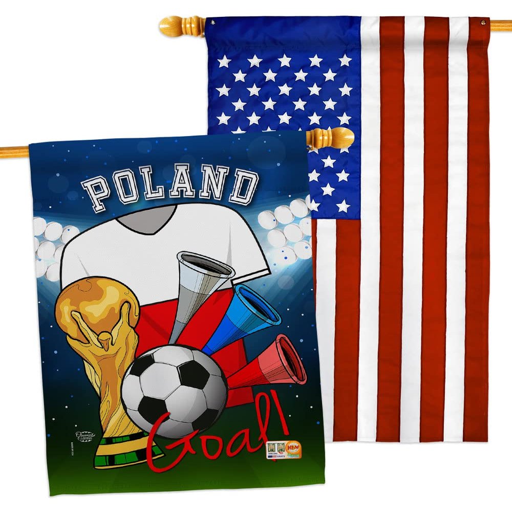 FIFA World Cup Polish Flags American Flag Banner Pack Patio Porch Lawn Garden Room Decorations Outdoor Tapestry Yard Signs Art Sports Fan Team Qatar Trophy Soccer Game Football Gifts Made in USA