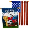 FIFA World Cup Polish Flags American Flag Banner Pack Patio Porch Lawn Garden Room Decorations Outdoor Tapestry Yard Signs Art Sports Fan Team Qatar Trophy Soccer Game Football Gifts Made in USA view 1