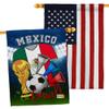 FIFA World Cup Mexican Flags American Flag Banner Pack Wall Art Patio Porch Lawn Garden Outdoor Decorations Tapestry Yard Signs Sports Fan Team Qatar Trophy Soccer Game Football Gifts Made in USA view 1