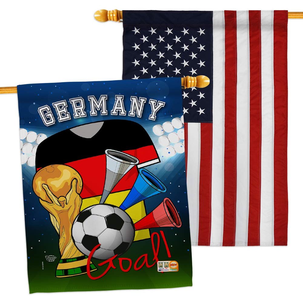 FIFA World Cup German Flags American Flag Banner Pack Wall Art Patio Porch Lawn Garden Outdoor Decorations Tapestry Yard Signs Sports Fan Team Qatar Trophy Soccer Game Football Gifts Made in USA