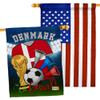 FIFA World Cup Danish Flags American Flag Banner Pack Patio Porch Lawn Garden Room Decorations Outdoor Tapestry Yard Signs Art Sports Fan Team Qatar Trophy Soccer Game Football Gifts Made in USA view 1
