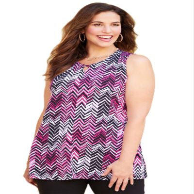 Catherines Women's Plus Size Petite Crisscross Timeless Tank - 3XWP, Chevron Print