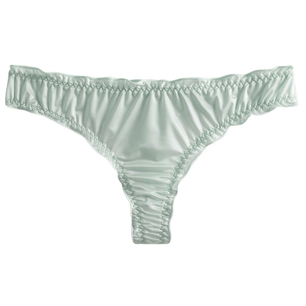 Sexy Thongs for Women Low-Waist Ice Silk Briefs Girl Lace Underwear Sweet G-String Female Cotton Crotch Bikini Underpants (Color : Gray Green, Size : X-Large)