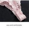 Sexy Thongs for Women Low-Waist Ice Silk Briefs Girl Lace Underwear Sweet G-String Female Cotton Crotch Bikini Underpants (Color : Gray Green, Size : X-Large) view 2