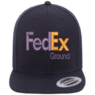 ALLNTRENDS Flat Bill FedEx Ground Hat Embroidered Snapback Adjustable Cap (Purple Orange)