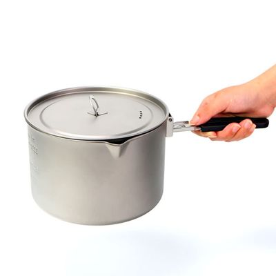 AXUYU 2.8L Titanium Pot Camping Cooking Pot with Lid and Foldable Handle Backpacking Pot Titanium Camping cookware
