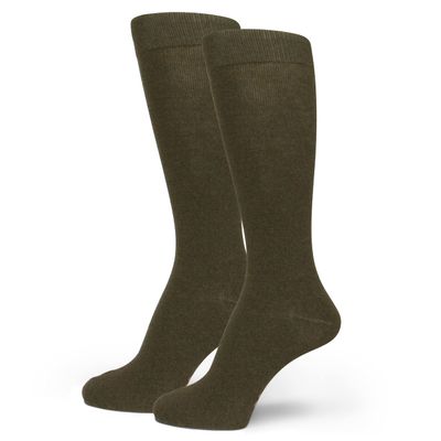 Spotlight Hosiery Men's Groomsmen Wedding Gift Solid Color Dress Socks - MALTINI OLIVE Men Sock Size 10-13