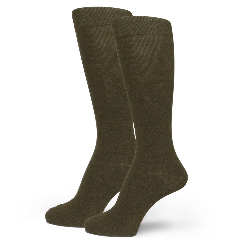 Spotlight Hosiery Men's Groomsmen Wedding Gift Solid Color Dress Socks - MALTINI OLIVE Men Sock Size 10-13