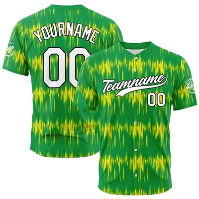 Custom Baseball Jersey Full Print Design Personalized Baseball Shirts Sports Uniform for Men Women Kids (Green-White)