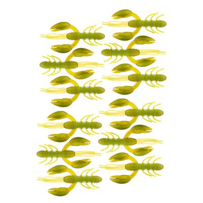BAITFUEL Zaga Craw Infused with Supercharged X55 Formula Gel: Fish Scent Technology with Powerful Attractants | 2-Inch, Green Pumpkin Chartreuse, 2-Pack