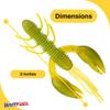 BAITFUEL Zaga Craw Infused with Supercharged X55 Formula Gel: Fish Scent Technology with Powerful Attractants | 2-Inch, Green Pumpkin Chartreuse, 2-Pack view 2