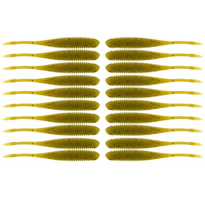 BAITFUEL Flat Sided Shad Infused with Supercharged X55 Formula Gel: Fish Scent Technology with Powerful Attractants | 3.5-Inch, Green Pumpkin Watermelon, 2-Pack