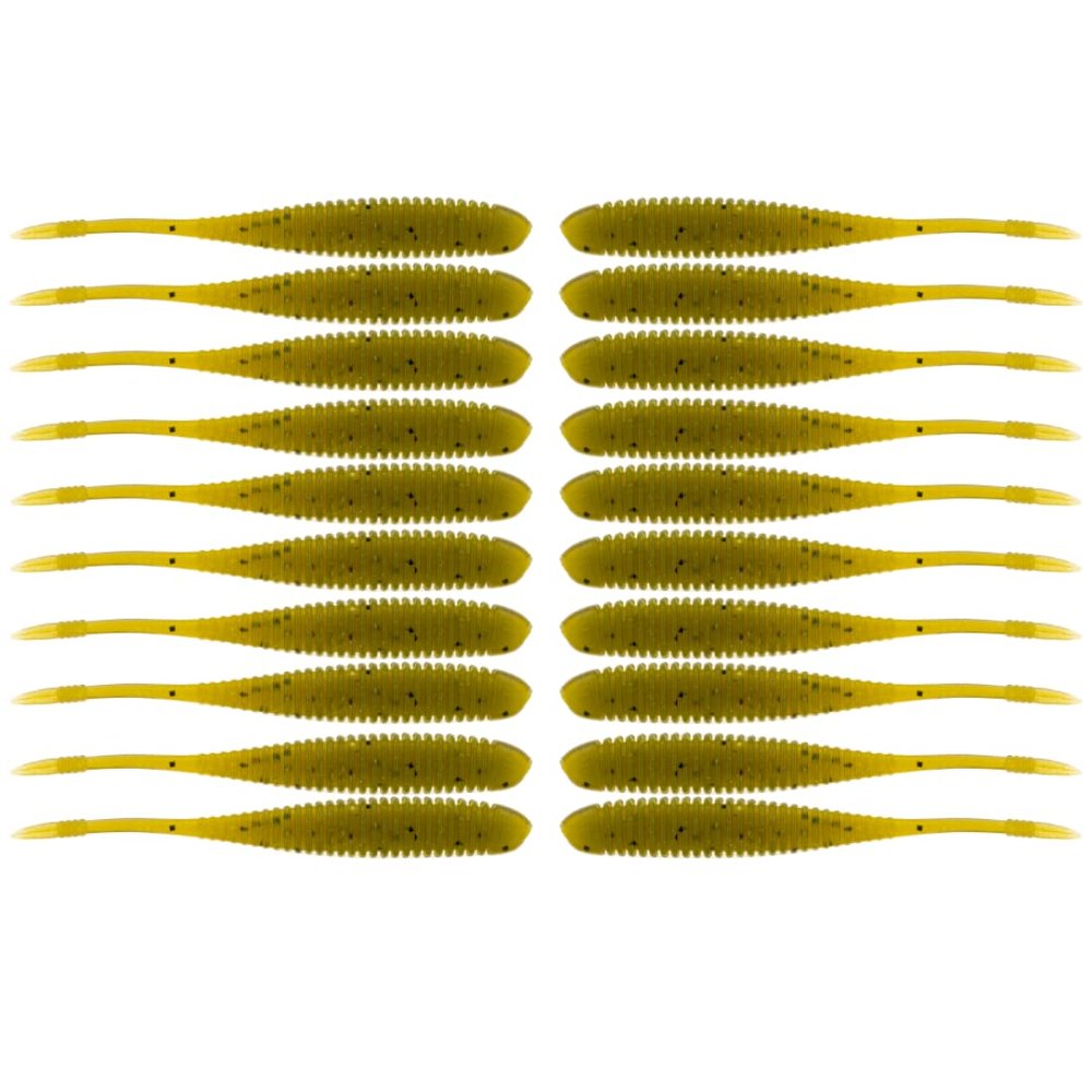 BAITFUEL Flat Sided Shad Infused with Supercharged X55 Formula Gel: Fish Scent Technology with Powerful Attractants | 3.5-Inch, Green Pumpkin Watermelon, 2-Pack