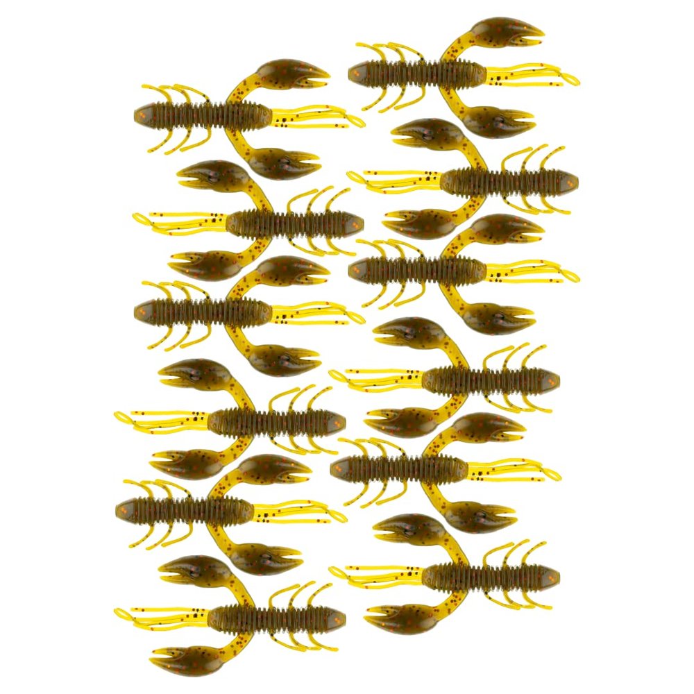 BAITFUEL Zaga Craw Infused with Supercharged X55 Formula Gel: Fish Scent Technology with Powerful Attractants | 2-Inch, Green Pumpkin Orange Flake, 2-Pack