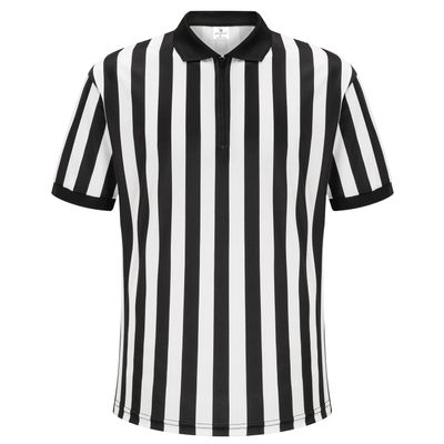 allentian Referee Shirt for Men, Official Black & White Stripe Referee/Umpire Jersey, Pro-Style Zipper-Neck Referee Uniform, Basketball, Football, Soccer Ref Shirt (M)