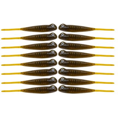 BAITFUEL Drifter Minnow Infused with Supercharged X55 Formula Gel: Fish Scent Technology with Powerful Attractants | 3.25-Inch, Green Pumpkin, 2-Pack
