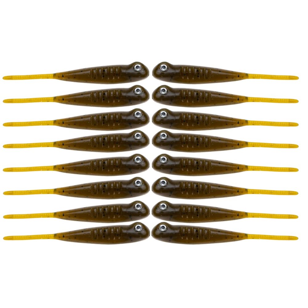 BAITFUEL Drifter Minnow Infused with Supercharged X55 Formula Gel: Fish Scent Technology with Powerful Attractants | 3.25-Inch, Green Pumpkin, 2-Pack