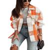 happlan Women's Flannel Plaid Button Down Shacket Shirt Jacket Cardigan Oversized(0376-ZOrange-M) view 1