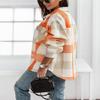 happlan Women's Flannel Plaid Button Down Shacket Shirt Jacket Cardigan Oversized(0376-ZOrange-M) view 2